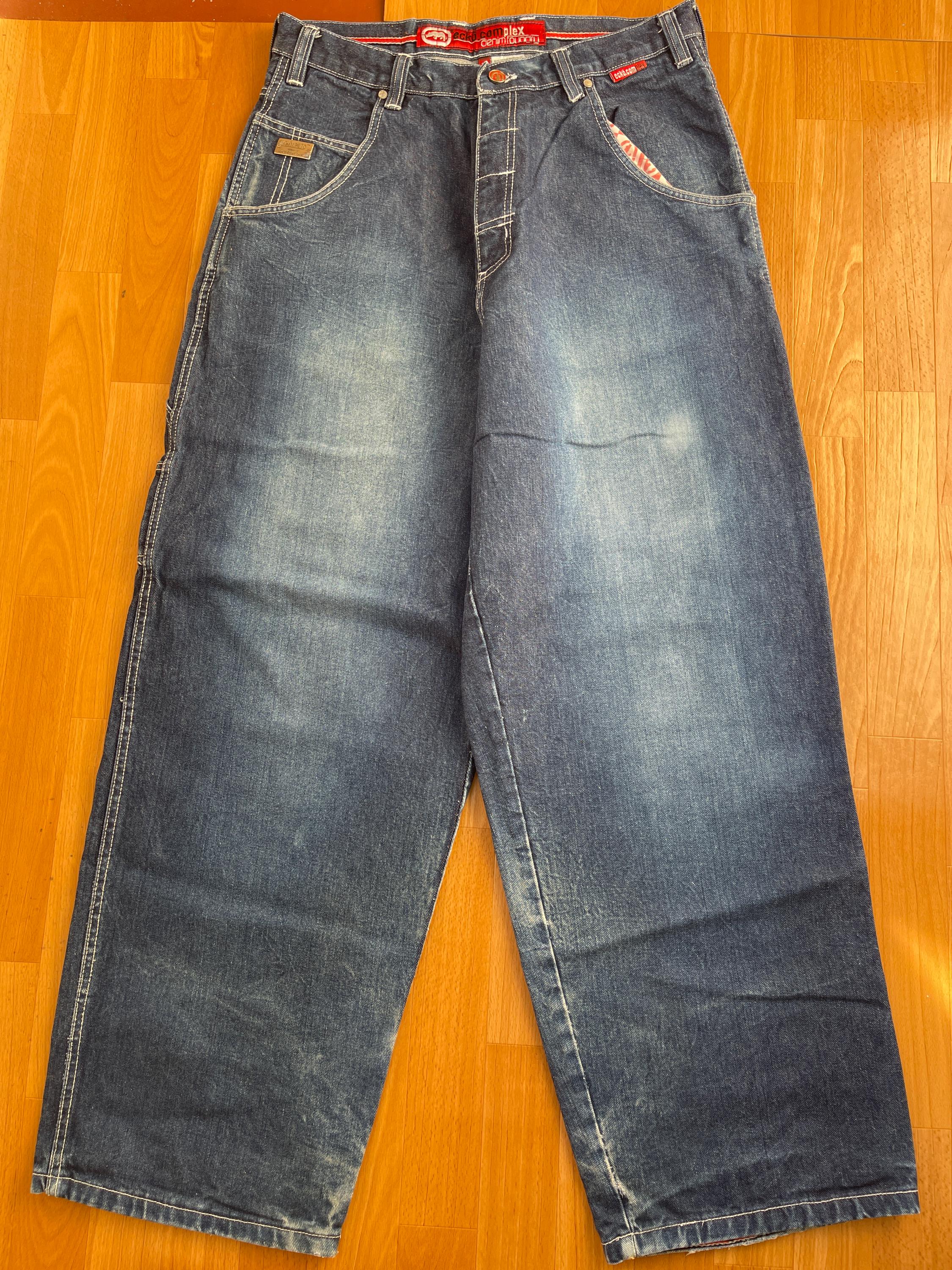 Ecko Unltd Jeans, Blue, Vintage Baggy Pants, 90s Hip Hop Clothing