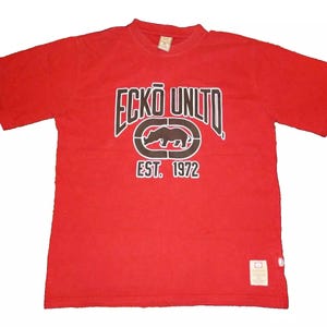 ECKO UNLTD t-shirt, red vintage cotton shirt, 90s hip hop clothing, 1990s hip-hop jersey, rap, og, old school, streetwear, Y2K, mens size XL