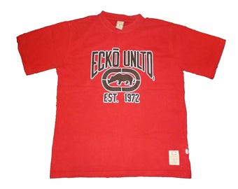 90s ecko unltd Cypha Tシャツ L シングルステッチ ECKO UNLTD T-shirt, Red Vintage Cotton Shirt, 90s Hip Hop Clothing