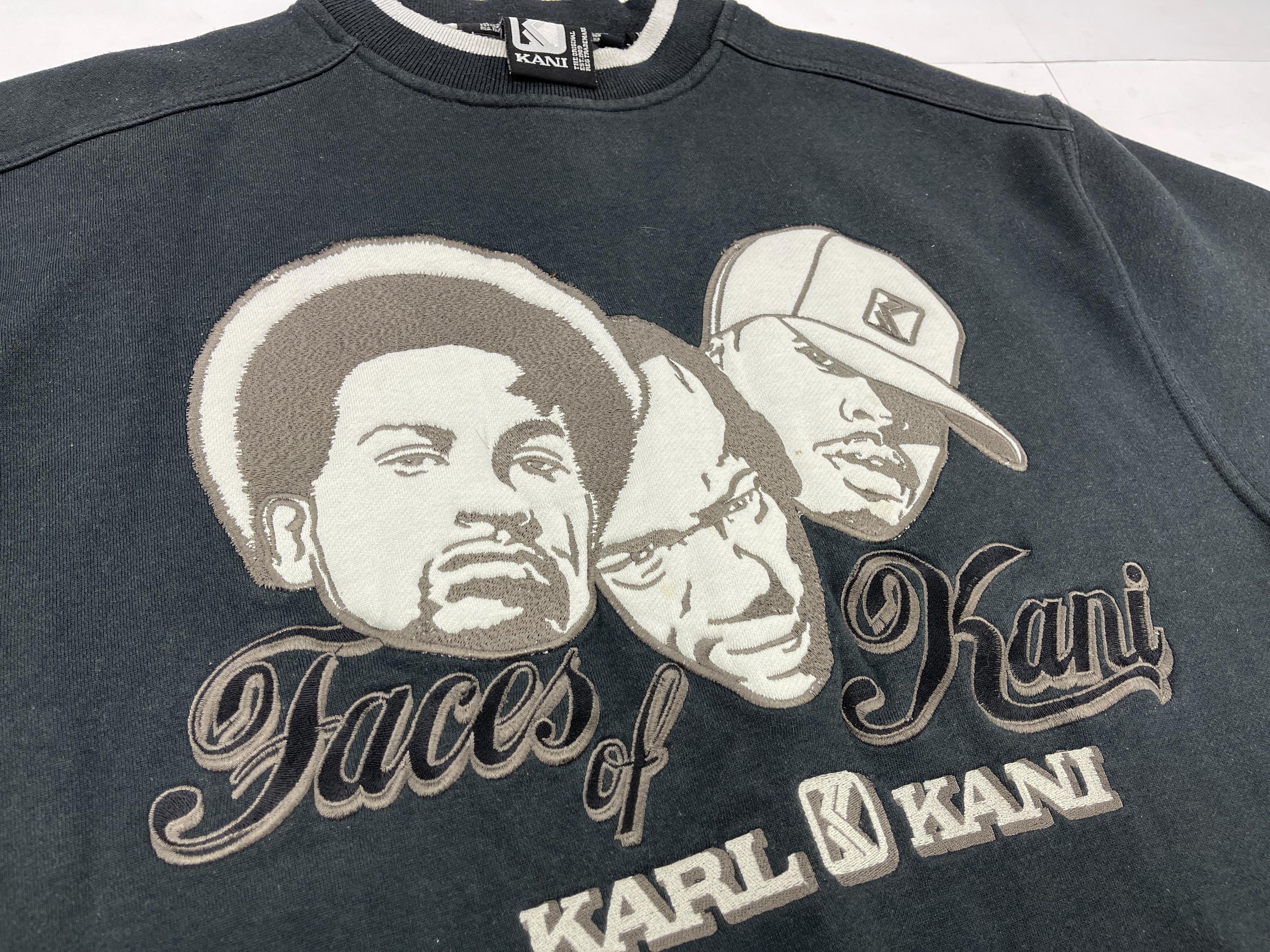 KARL KANI Sweatshirt, Black, Vintage Kani Faces Sweat Shirt, 90s