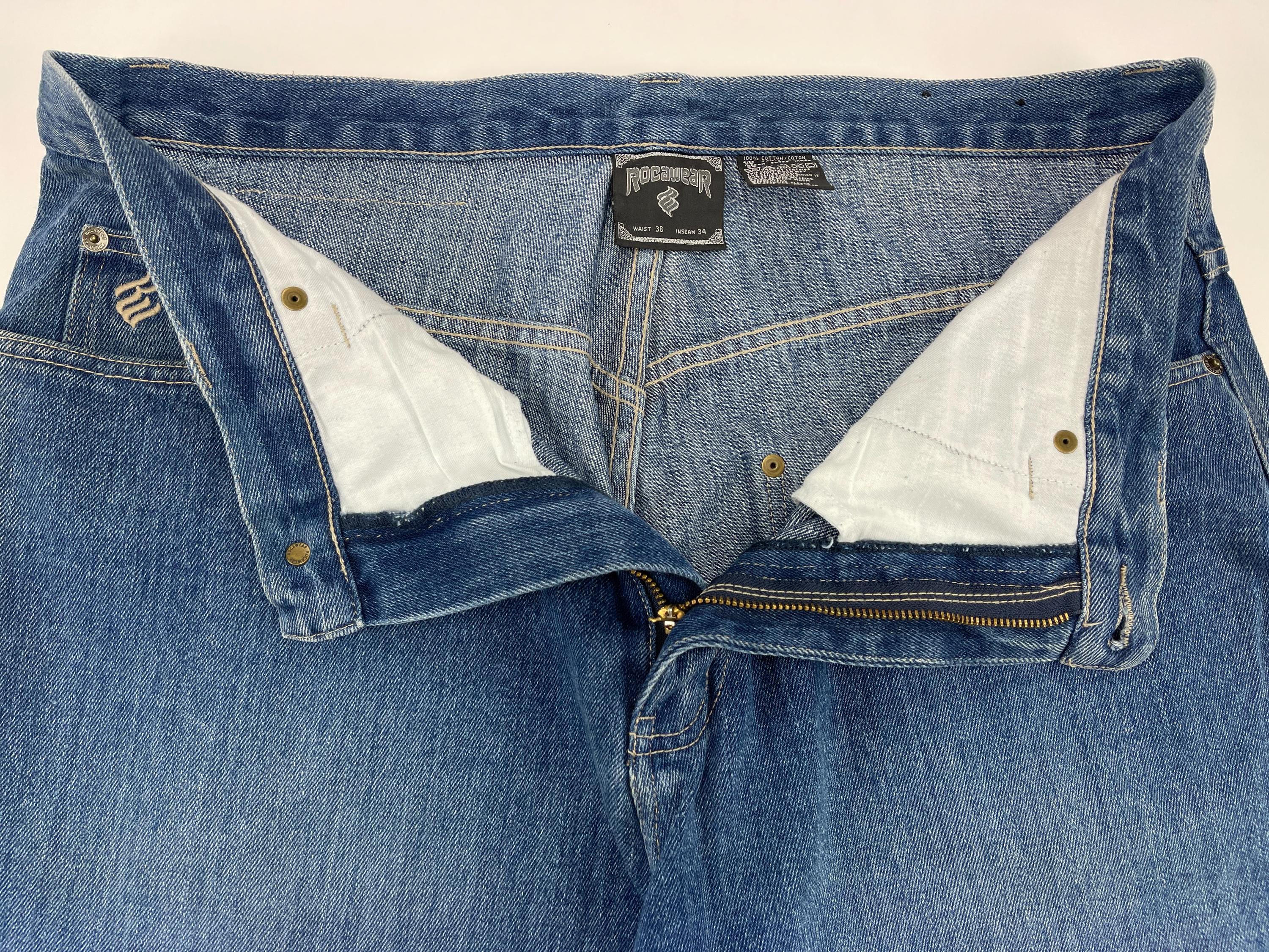 パンツ 90s Roca wear wide baggy denim pants Rocawear jeans, blue, vintage baggy pants, 90s hip hop