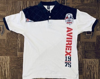 AVIREX-T-shirt, vintage wit sweatshirt, jaren 90 hiphopkleding, old school jaren 90 hiphop, gangstarap, college streetwear herenmaat L Large