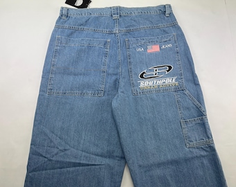 Southpole jeans, vintage baggy jeans, 90s hip hop clothing, 1990s hip-hop pants, South Pole, deadstock, old school, mens size W 32 W 34 NWT