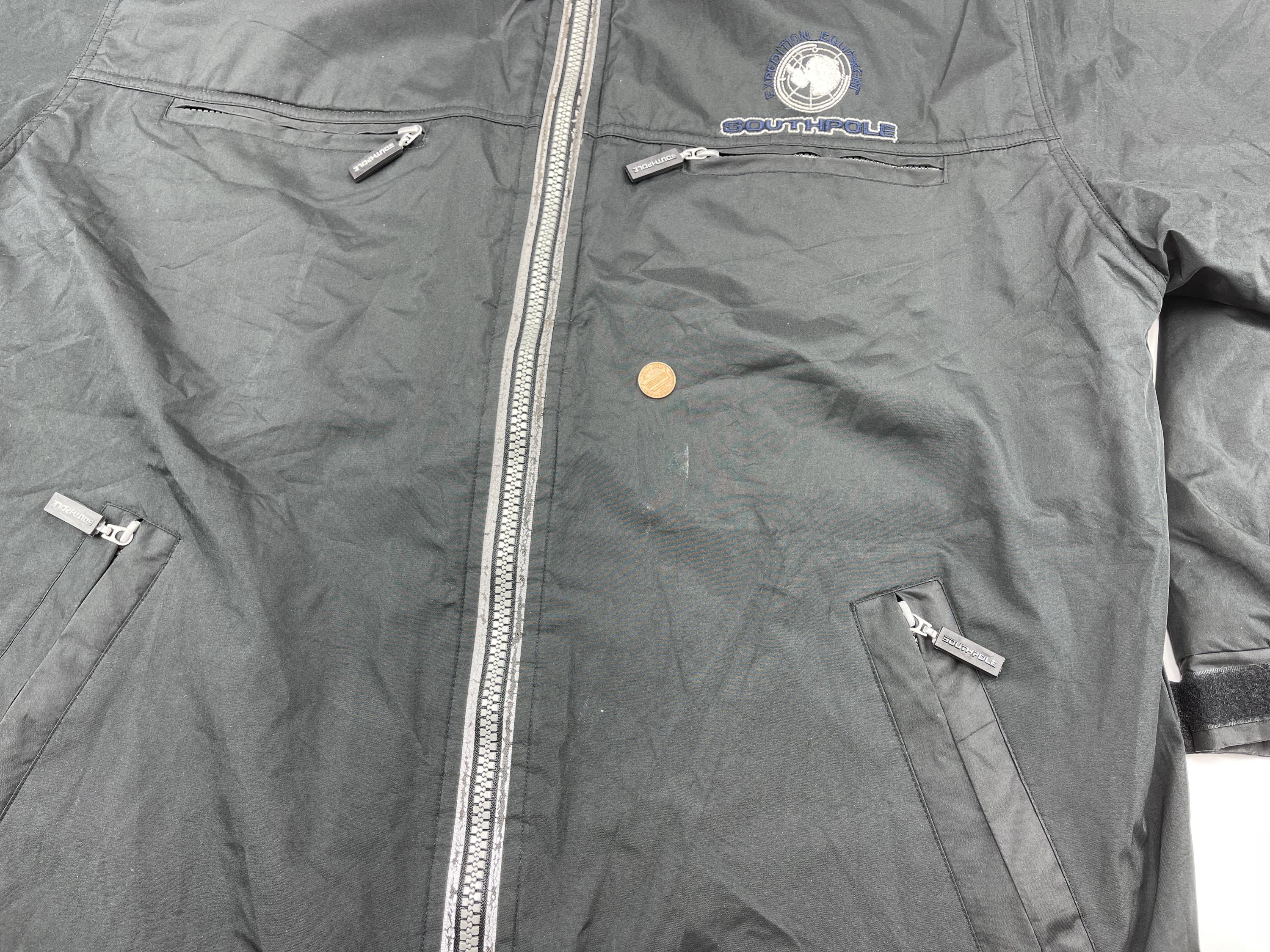 SOUTHPOLE Jacket, Black, Nylon Vintage South Pole Coat, 90s Hip