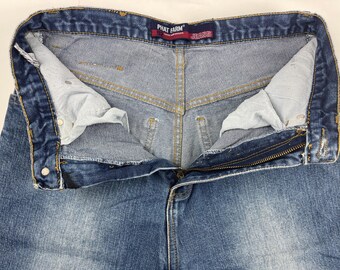 Phat Farm Jeans Shorts, Blue Vintage Baggy Jeans, 90s Hip-hop