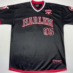 FUBU jersey, vintage HARLEM t-shirt, black, New York shirt, Fubu City Series t-shirt, 90s hip hop clothing 1990s old streetwear mens size XL