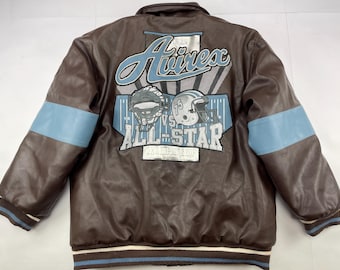 AVIREX faux leather jacket, vintage varsity coat 90s hip hop 1990s size M Medium