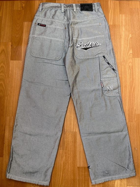 s*b様 SOUTHPOLE グレーデニム　グレータブ W38 90sタブ　Tシ Southpole Jeans, Shiny Gray Vintage Baggy Jeans, Silver Metallic
