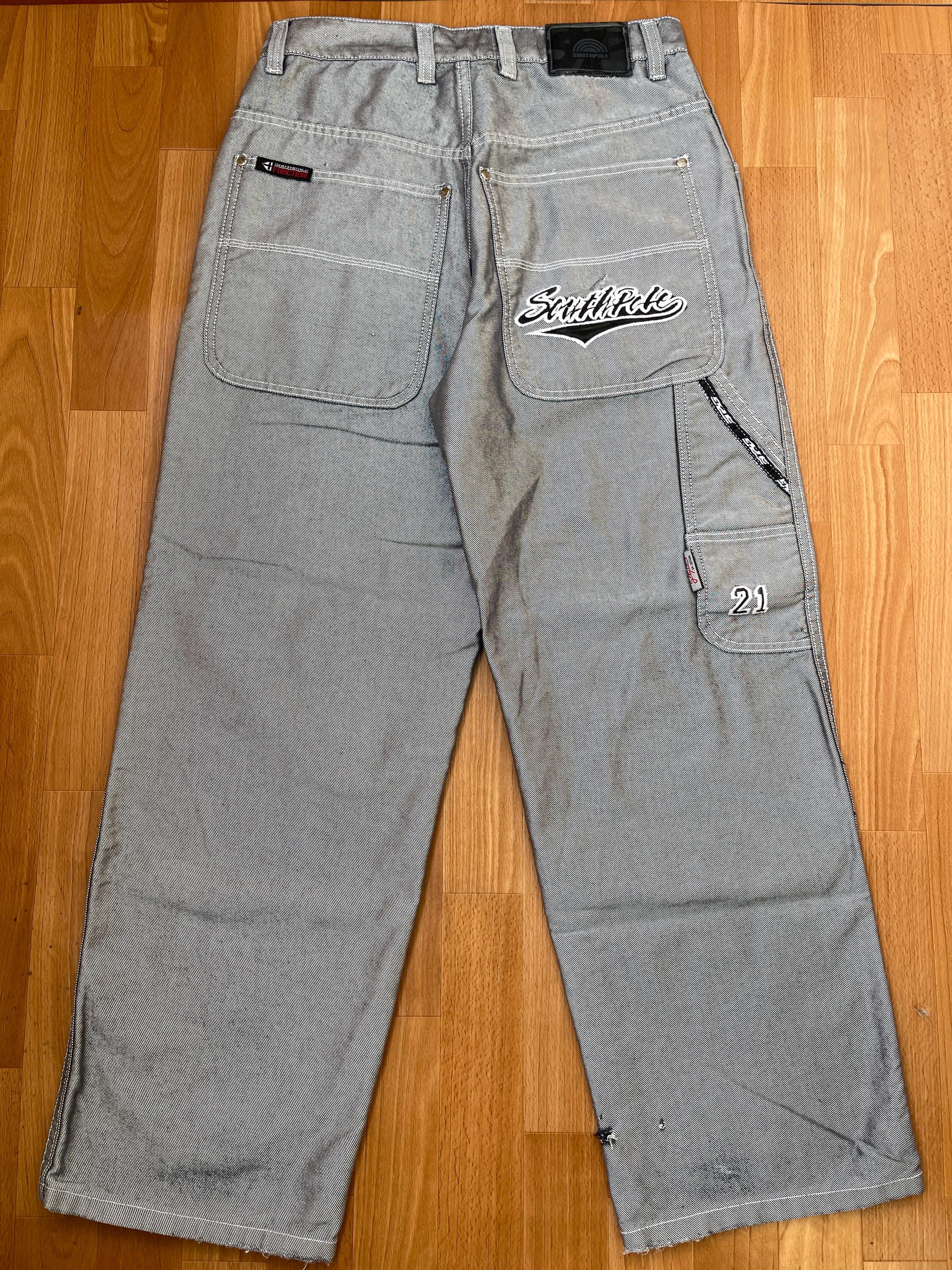 Southpole Jeans, Shiny Gray Vintage Baggy Jeans, Silver Metallic