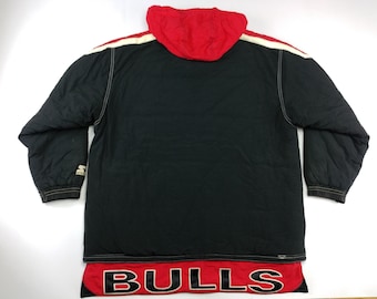 NBA STARTER Chicago Bulls jacket, nylon basketball jacket, vintage basketball, 90s hip hop clothing, 1990s hip-hop streetwear, size L Large