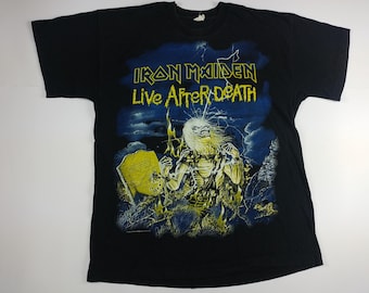 Vintage Iron Maiden T-Shirt, 1985 Live After Death, Tour, Screen Stars, 80s concert tour shirt, 2 sided, 1980s, heavy metal, rock, size XL