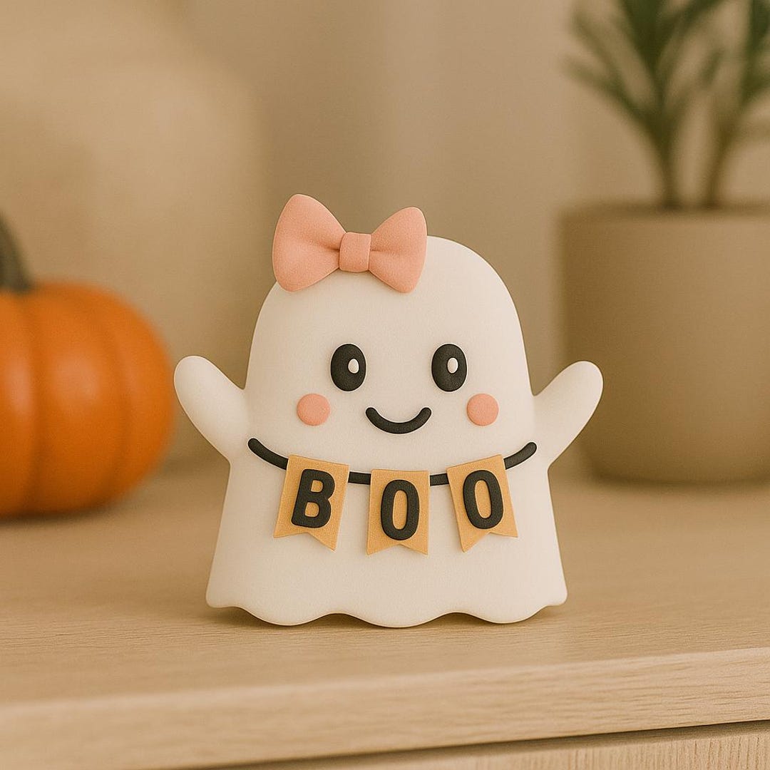 Cute Halloween Ghost Decor – Ghost Figurine With Bow | Fall Tabletop ...