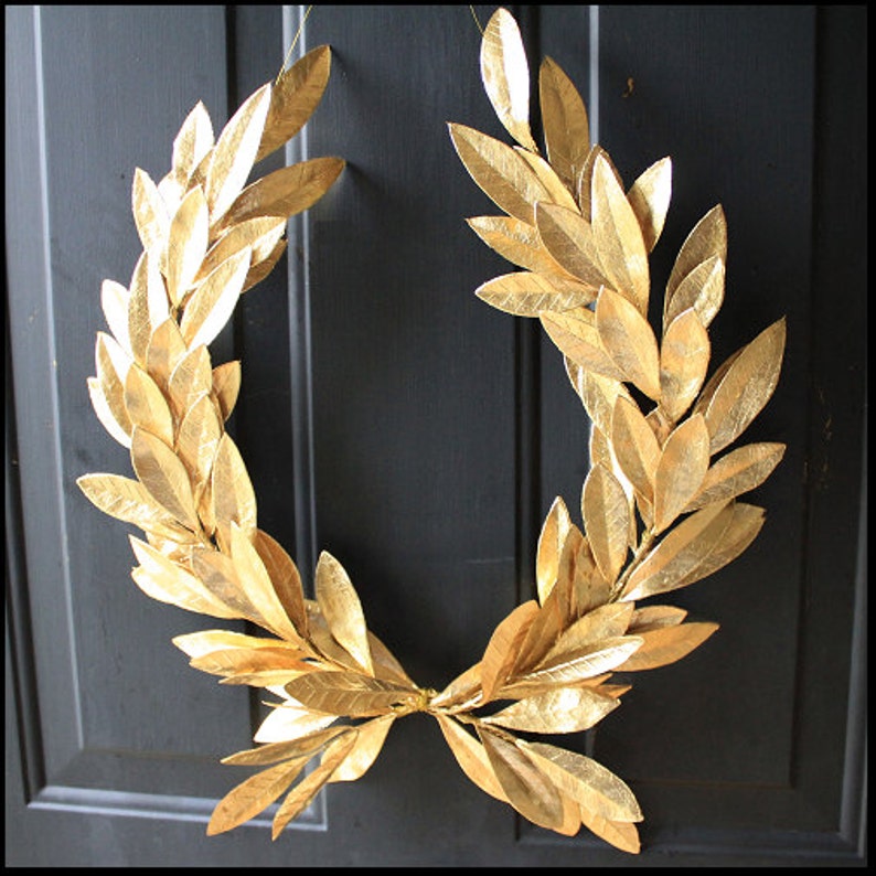 Year-round Everyday Decor Gold Laurel Bay Leaf Crest Wreath | Etsy