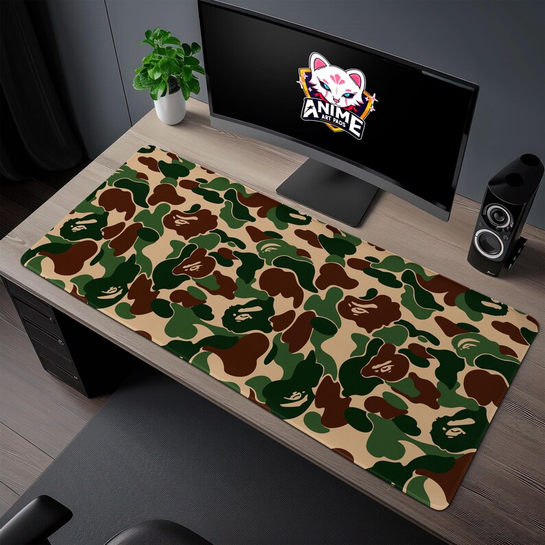 Bapeinspired Camo Desk Mat Trendy Gaming Mouse Pad With Iconic