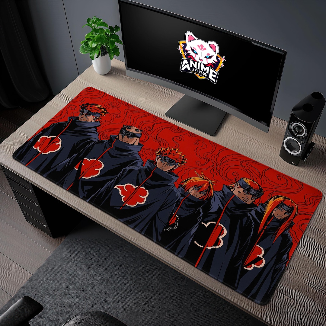 Akatsuki Clan Mouse Pad Iconic Red and Black Gaming Desk Mat With ...