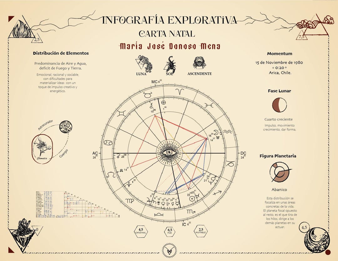Exploratory Infographic of Your Natal Chart - Etsy