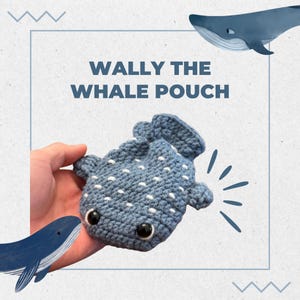 Wally the Whale Pouch crochet bag pocket cute small handmade sea animal creature toy gift present airpods case