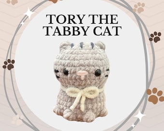 Tory the Tabby Cat crochet handmade plushie stuffed animal plush toy gift dog small cute amigurumi baby big jumbo present fun adorable