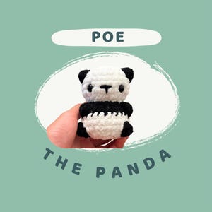Poe Panda virkad handgjord färdig plysch gosedjur plyschleksak amigurumi skog söt mini squishy baby