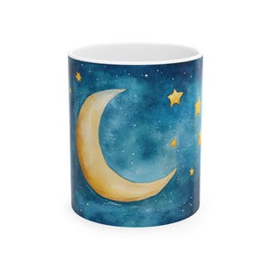 Moon and stars mug gift, moon and stars tea cup, celestial mug, sleepytime tea cup, housewarming gift