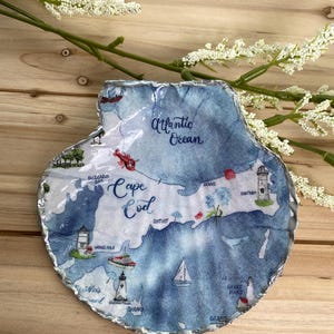 Cape Cod Scallop Shell Coastal Decor Ring Dish Trinket Bowl Gift Decoupage