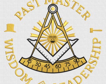 Freemasons Square and Compasses Symbol Embroidery Design, Vintage Masononic Embroidery, Past Master Wisdom Leadership - 5 Sizes Download