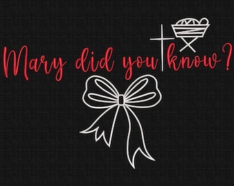 Mary Wussten Sie schon Stickerei, Weihnachtskrippe Stickerei, religiöse Stickerei, Bibel Vers Krippe Stickerei, christliches Design, 5 Größen