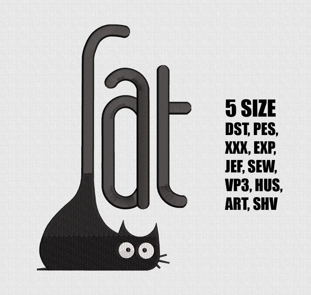 Black Cat Embroidery Design, Cute Cat Typography Minimalist, Cat Lover ...