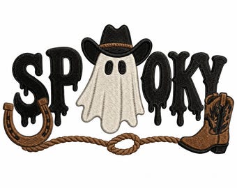 Gruseliges Western-Geister-Stickmuster, Halloween-Cowboy-Stickdatei, Boo Haw Ghost Pes Dst Jef Vp3 Exp Hus Xxx