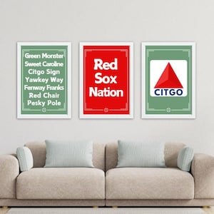 Boston Red Sox Fenway Posters, Red Sox Wall Art, Boston Fan Posters, Green Monster, Fenway Citgo Sign, Sweet Caroline, Red Sox Nation