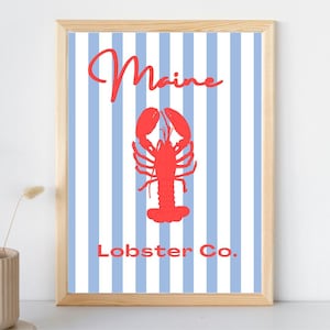 Maine Lobster Co. Wall Art, Coastal Decor, East Coast Print, Preppy Dorm Room, Coastal Granddaughter, New England Print