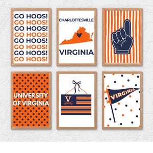 Cute Girly University of Virginia Dorm Room Art, UVA Dorm Decor, Go Hoos Fan Posters, Girl Dorm Room, College Art, Preppy Dorm Room