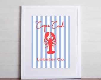Cape Cod Lobster Co. Wall Art, Digital Print, Coastal Decor, Preppy Dorm Room, Coastal Granddaughter, New England Print, Nantucket Art
