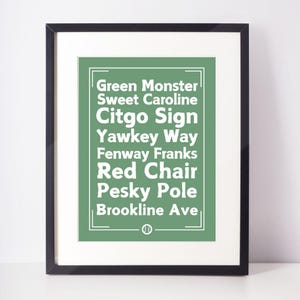 Red Sox Wall Art, Fenway Poster, Green Monster, Boston Fan Posters, Red Sox Nation, Boston Red Sox Art, Sweet Caroline Yawkey Way