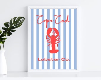 Cape Cod Lobster Co. Wall Art, Digital Print, Coastal Decor, Preppy Dorm Room, Coastal Granddaughter, New England Print