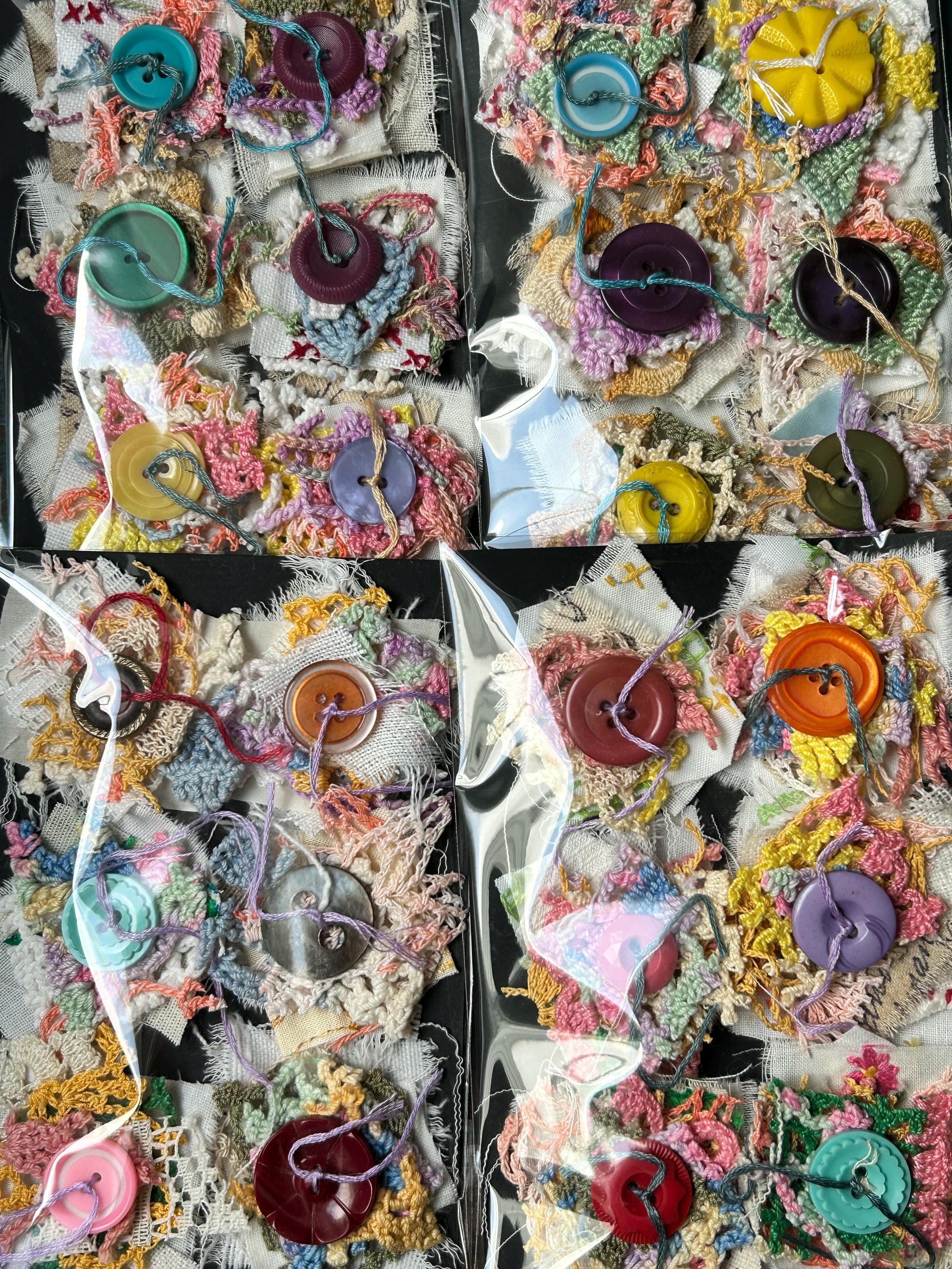 Colorful Vintage Button Scrap Stacks Hand Sewn 6 Pack for Art or Junk ...