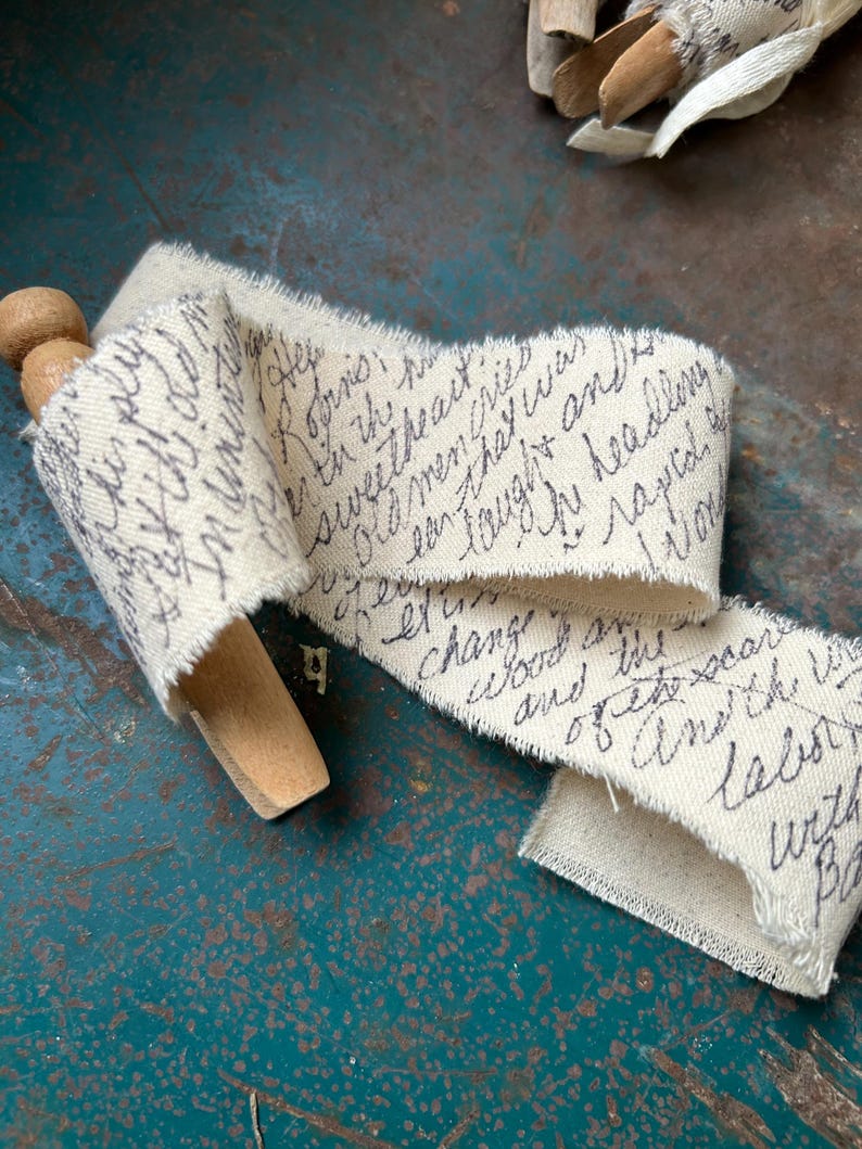 Written Ribbons Hand Written Fabric Ribbon 20” for Art or Junk Journaling - Etsy