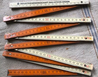 Vintage Folding Ruler Orange and Cream Color