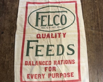 Vintage Grain Feed Sack Bag 2 Sided Felco