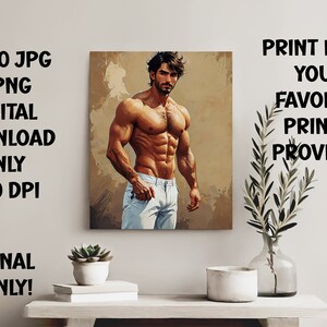 Shirtless Hunk Muscle Male Model Semi Nude Beefcake H602 16x20 Png/jpg