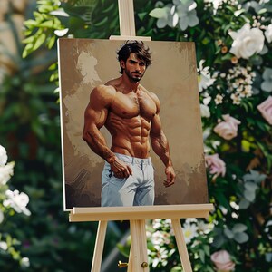 Shirtless Hunk Muscle Male Model Semi Nude Beefcake H602 16x20 Png/jpg