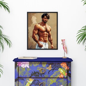 Shirtless Hunk Muscle Male Model Semi Nude Beefcake H602 16x20 Png/jpg