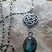 Silver Blue Topaz Crystal Celtic Knot Drop Necklace