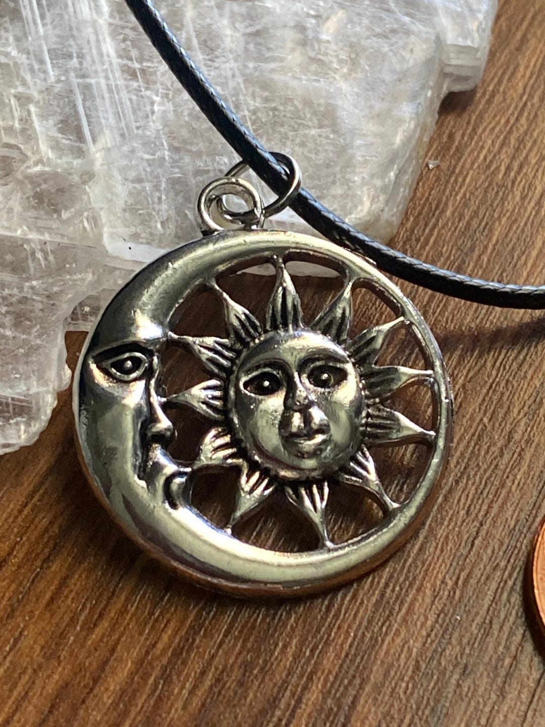 Silver Pewter Sun Moon Necklace - Etsy
