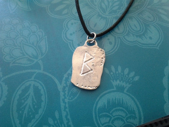 Items similar to One Silver Pewter Nordic Spirituality Rune Pendant w ...