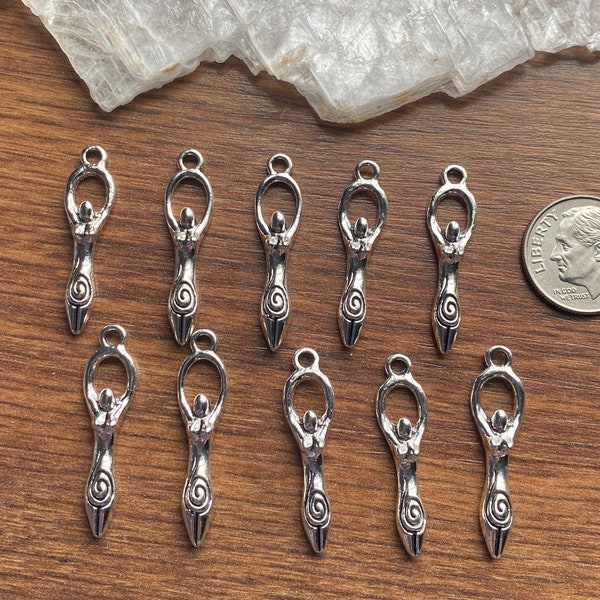 New Design 10 Silver Pewter Fertility Goddess Charms