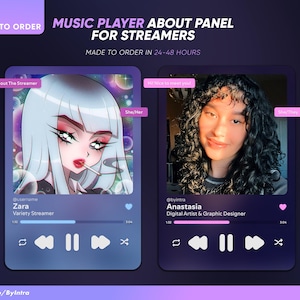 Custom Music Player About Panel for Twitch & Kick | Spotify Inspired | Stream Panel Commission