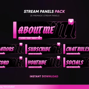 Gothic Valentine Twitch Panels | 35 Panels | Pink | Black | Twitch Graphics | Stream Graphics | Stream Pack | Read To Use