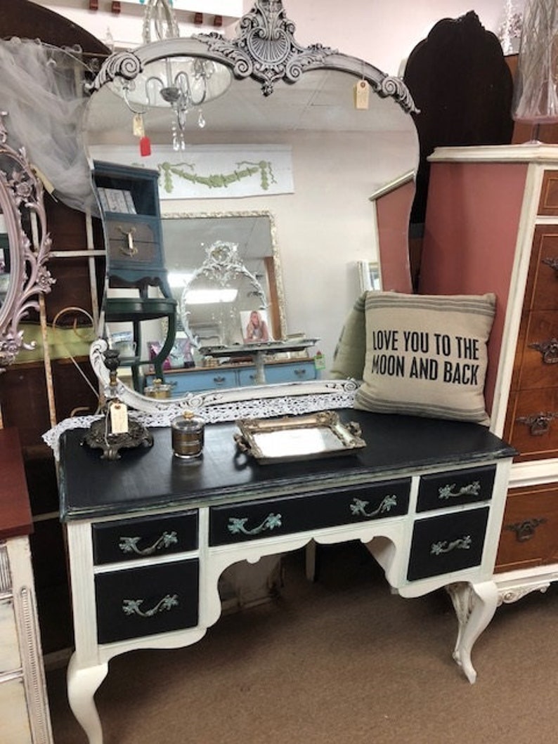 Black And White French Provincial Desk Writing Table Etsy