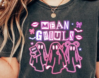 Cute Ghost Sweater, In October We Wear Pink Sweatshirt, Halloween Ghost Sweatshirt, Halloween Gift, Mean Ghouls Neon Light Shirt